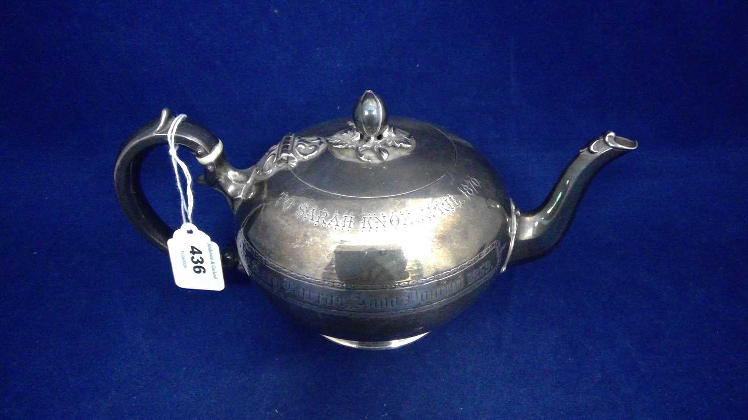 Lot 436 - Silver teapot