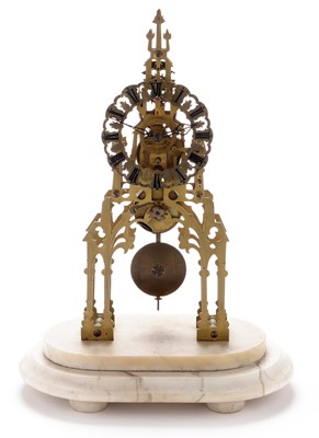 Lot 947 - Skeleton mantel clock