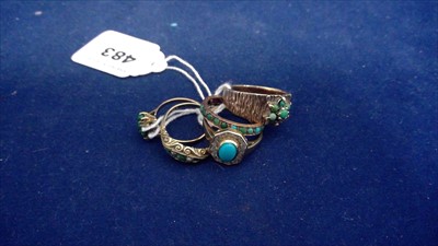 Lot 483 - Five turquoise rings