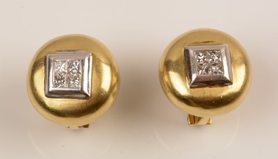 Lot 142 - 18ct gold and diamond earrings