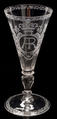 Lot 511 - six 18th century wine glasses with AR monogram