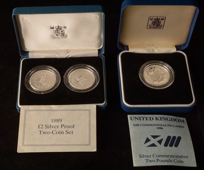 Lot 1098 - £2 silver proof coins