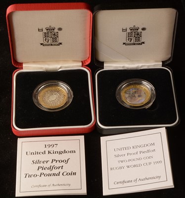 Lot 1099 - Two £2 silver proof coins