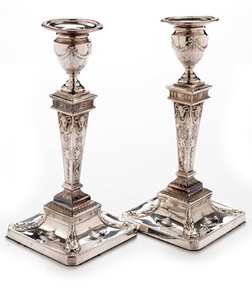 Lot 326 - Pair of silver candlesticks