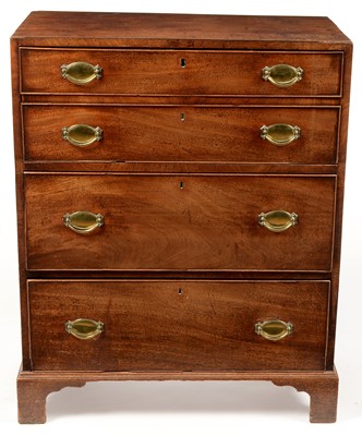 Lot 1085 - George III and later mahogany and ebony strung secretaire chest