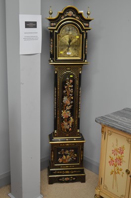 Lot 574 - Reguladora, Portugal: a black lacquer longcase clock