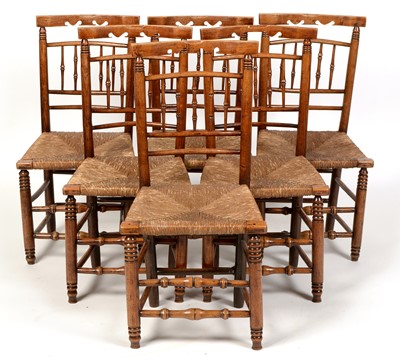 Lot 1026 - six 19th Century ash dining chairs