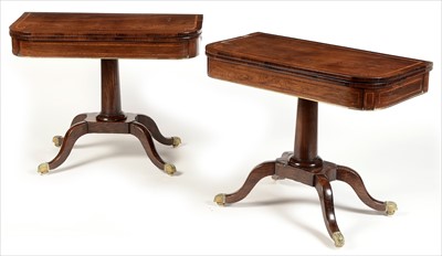 Lot 1031 - Pair of 19th Century rosewood and inlaid card tables.