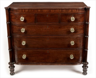 Lot 1032 - Regency mahogany bowfront chest of drawers