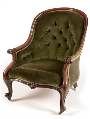 Lot 1035 - Victorian  mahogany easy armchair