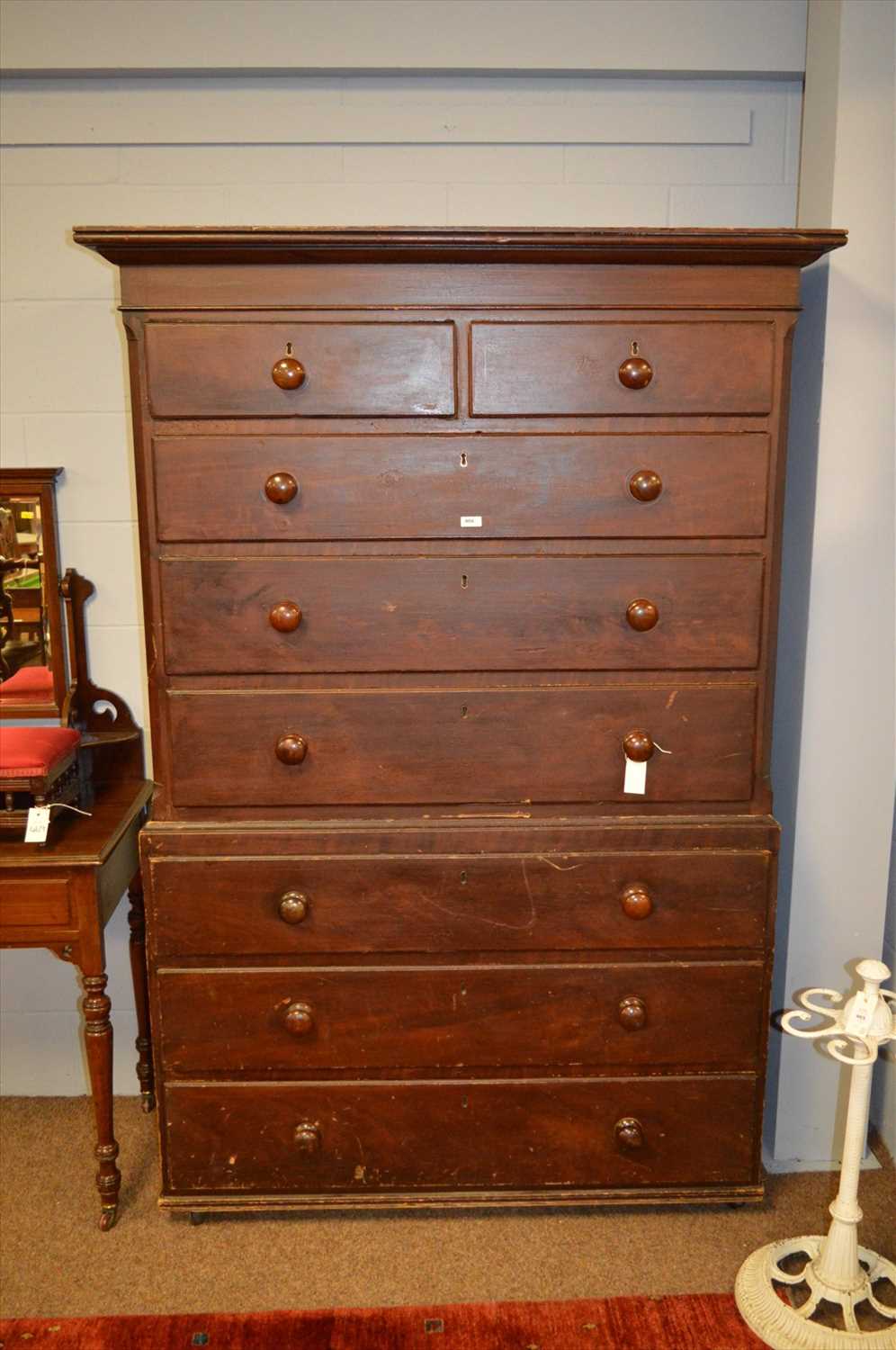 Lot 466 - Stained wood chest-on-chest.