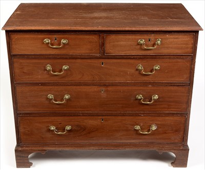 Lot 1046 - George III mahogany and boxwood strung chest of drawers