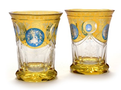 Lot 519 - Pair of Bohemian flash glass goblets