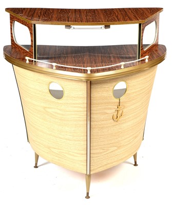 Lot 1233 - A mid 20th Century boat form cocktail bar