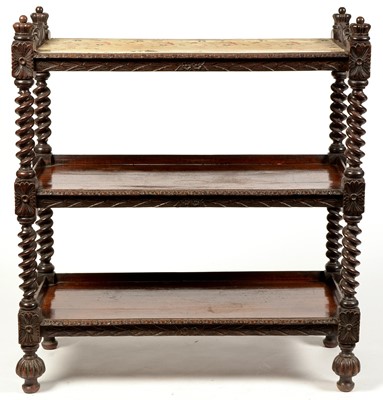 Lot 1090 - Tudor Revival oak three-tier buffet