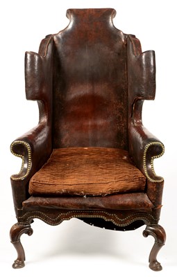 Lot 1093 - Queen Anne style wingback armchair.