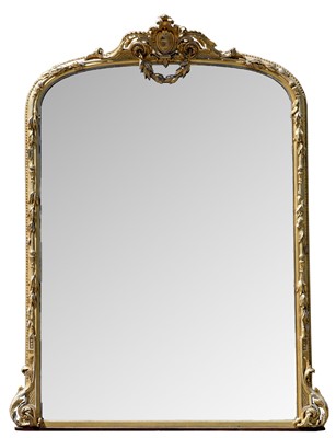 Lot 1096 - late 19th / early 20th Century gilt and gesso overmantle mirror