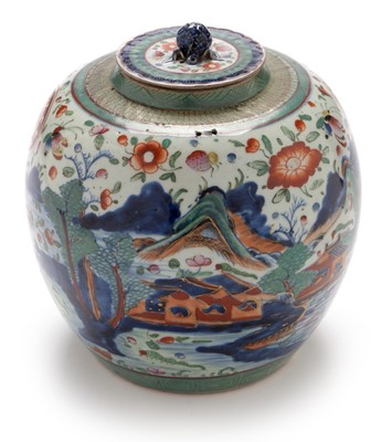 Lot 381 - Clobbered Chinese jar and cover