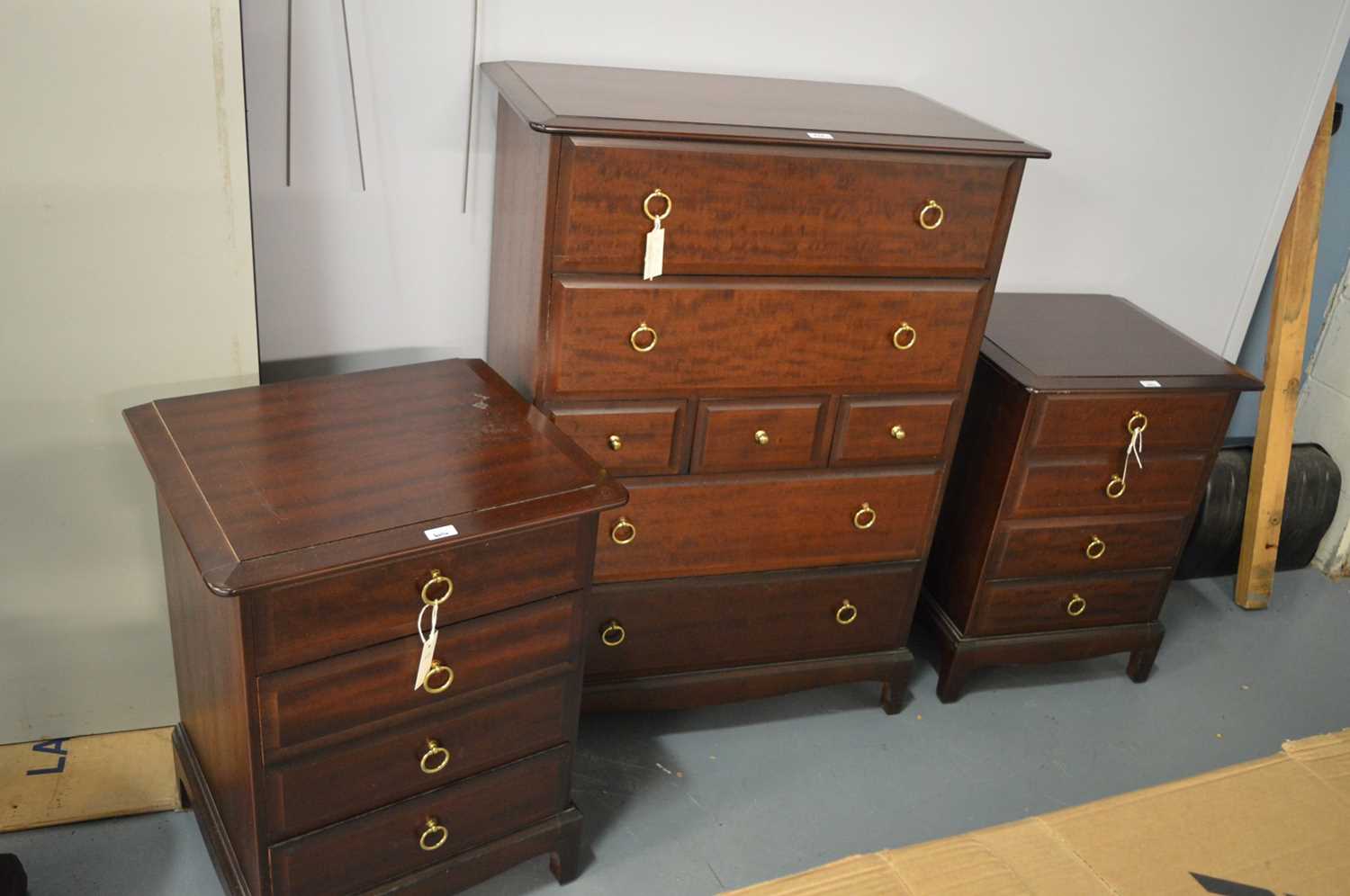 Lot 614 Stag chest of drawers, bedside