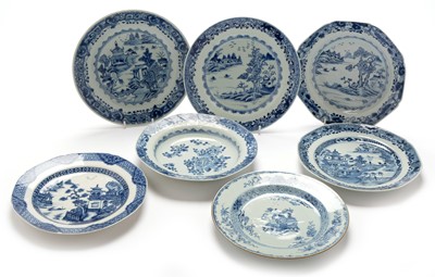 Lot 384 - Six Chinese blue and white plates.