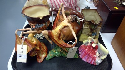 Lot 407 - Figurines and character jugs