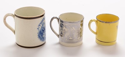 Lot 457 - Six small pottery christening mugs