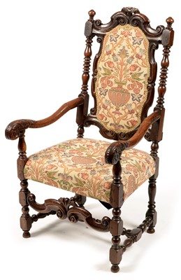 Lot 1111 - Victorian walnut armchair, in the 17th Century style