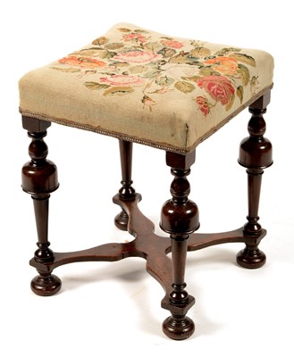 Lot 1114 - 19th Century William and Mary style walnut stool