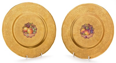 Lot 470 - Pair of Worcester fruit painted plates.