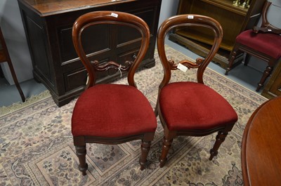 Lot 632 - 20th century balloon back dining chairs