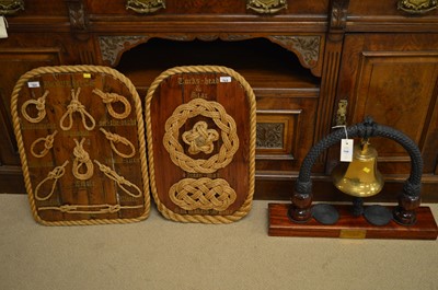 Lot 768 - 20th century ships bell and two knot plaques