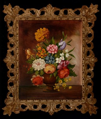 Lot 1208 - Jan van V* - flowers in a vase