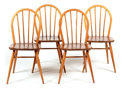 Lot 1201 - Ercol: five elm dining chairs