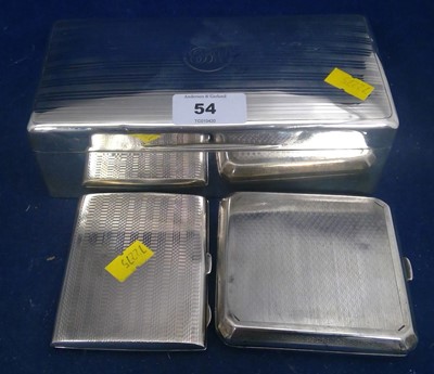 Lot 54 - Silver cigarette box and cases