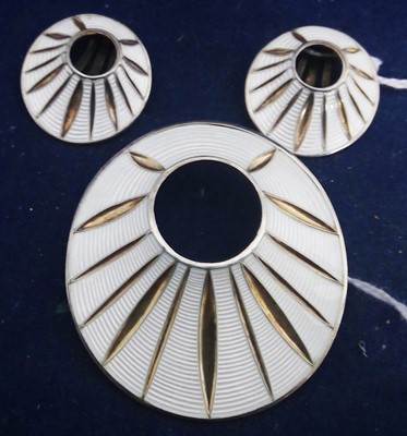 Lot 80 - Silver and enamel brooch and earrings