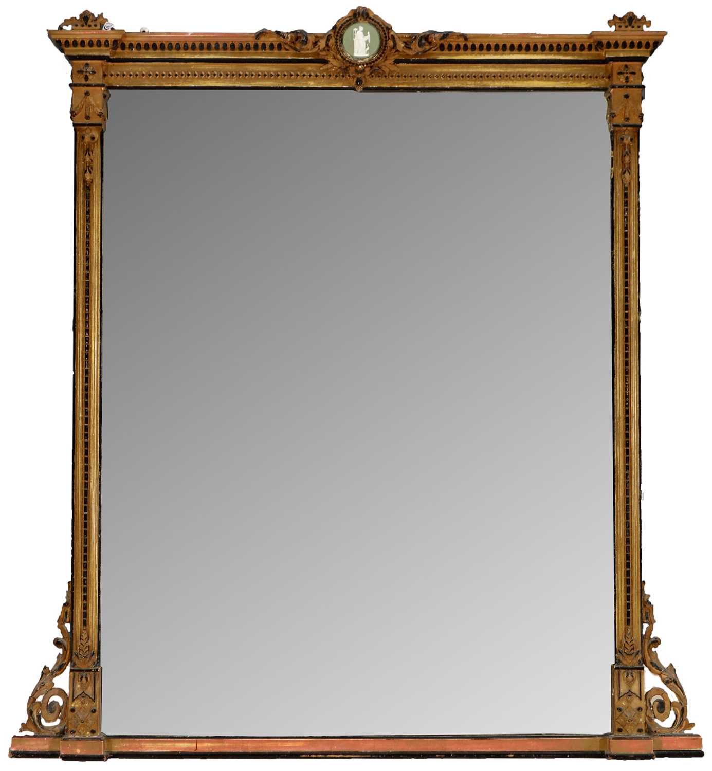 Lot 1164 - late 19th century parcel gilt and gesso overmantel mirror