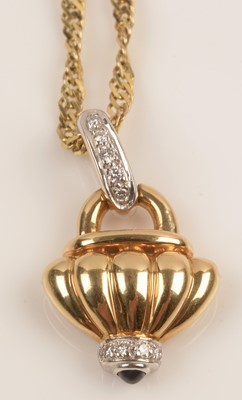 Lot 141 - Sapphire and diamond pendant