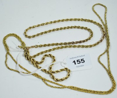 Lot 155 - Gold chains and gilt chain