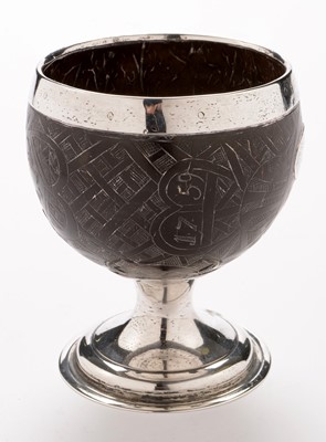 Lot 273 - Silver mounted coconut cup