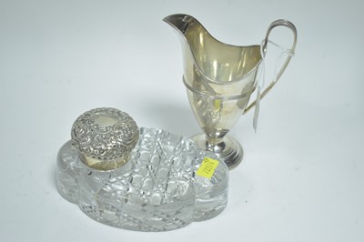 Lot 45 - Silver jug and mounted inkwell