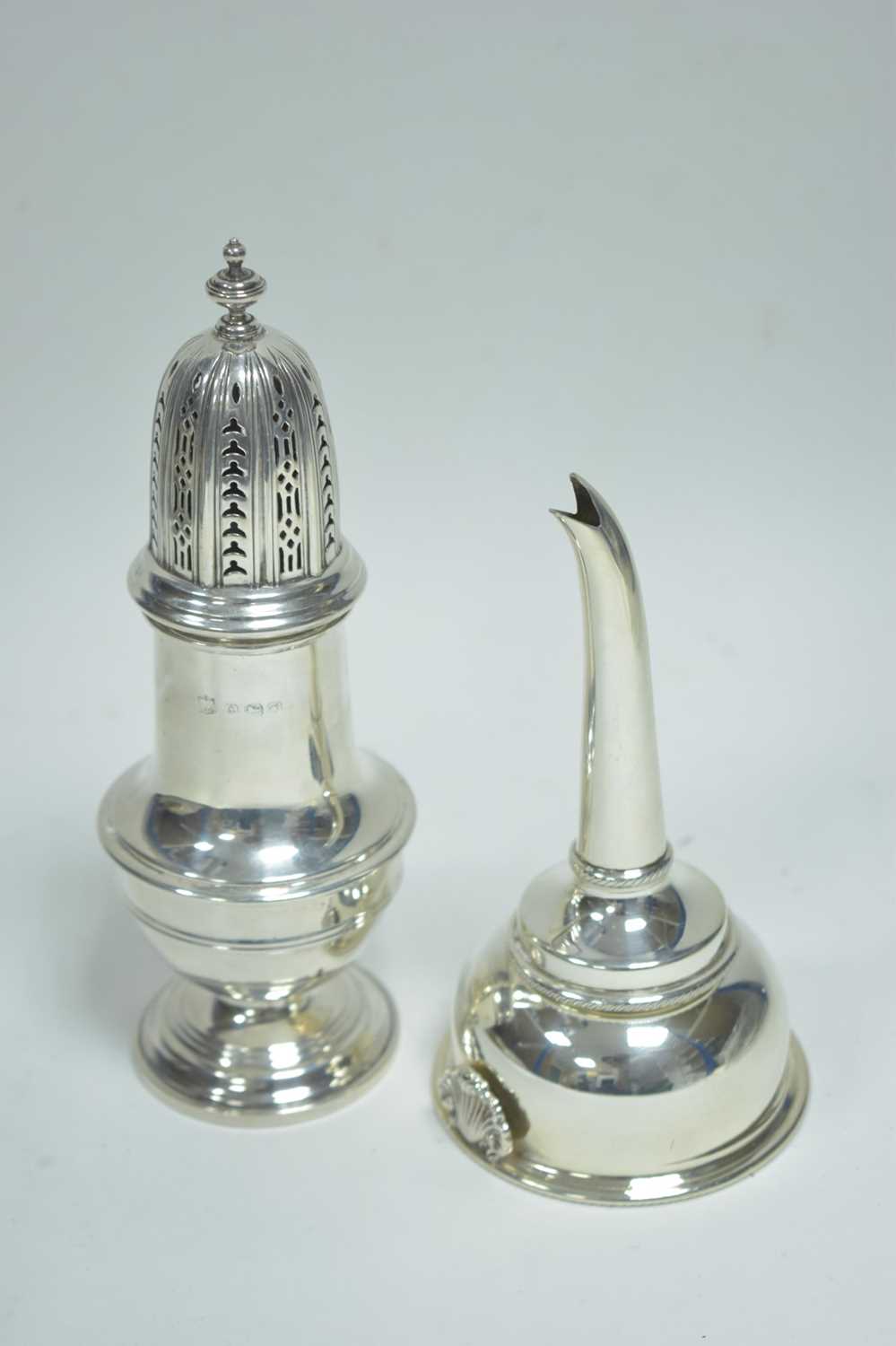 Lot 27 - Silver wine funnel and sugar sifter