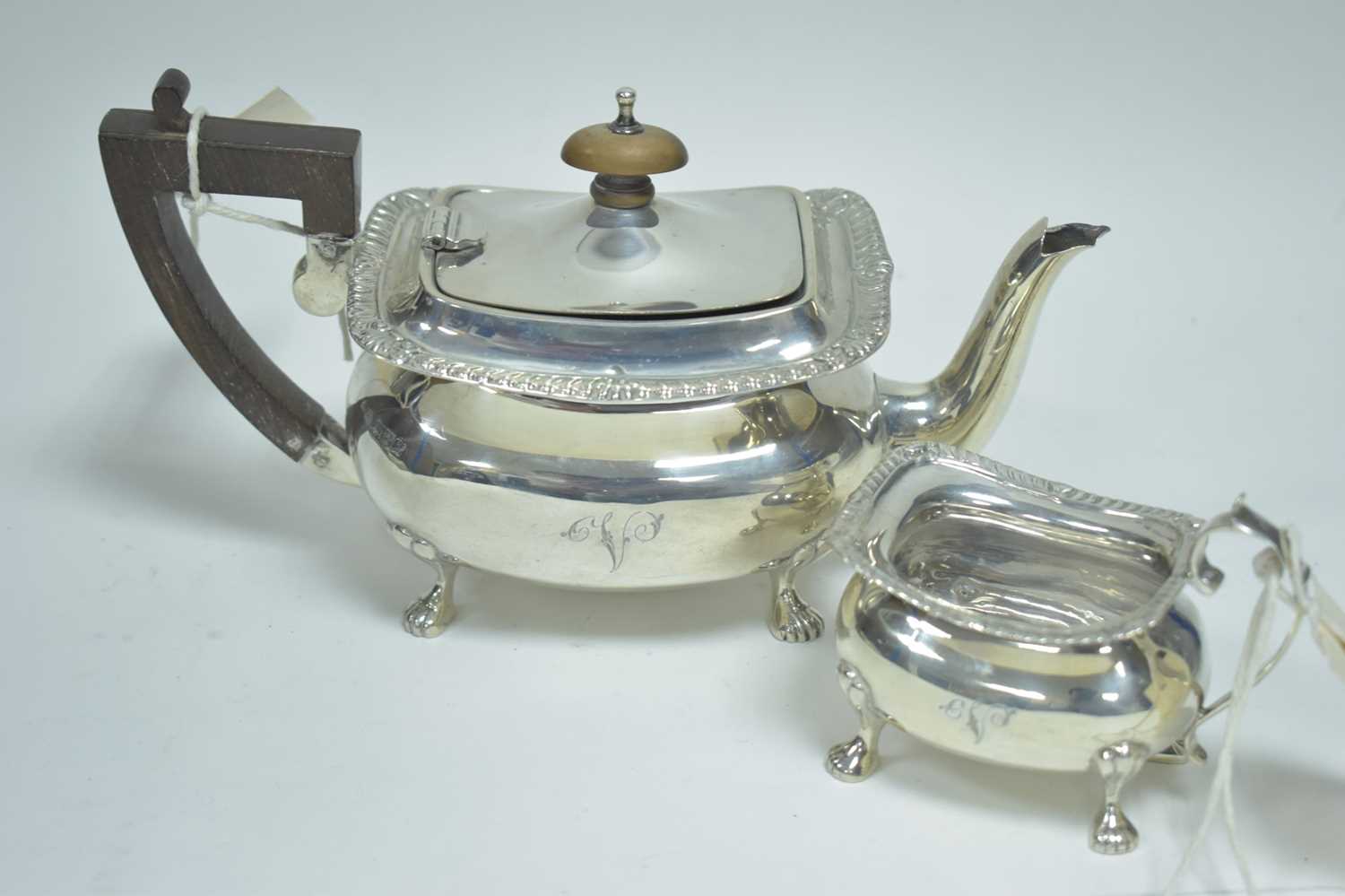Lot 30 - Silver batchelors teapot and jug