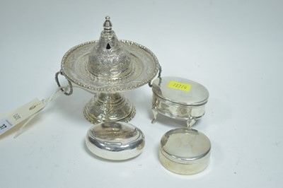 Lot 37 - Indo-Persian insence burner and silver pots
