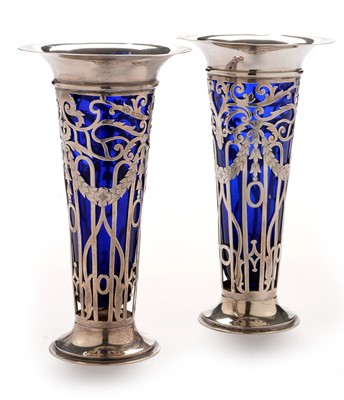 Lot 275 - Pair silver vases