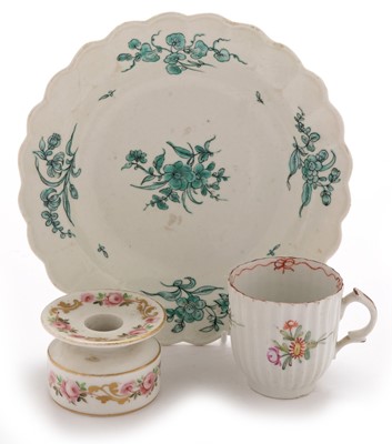 Lot 447 - Worcester plate, cup and inkwell