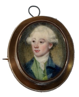 Lot 674 - 18th Century British School - a miniature bust portrait of a young man