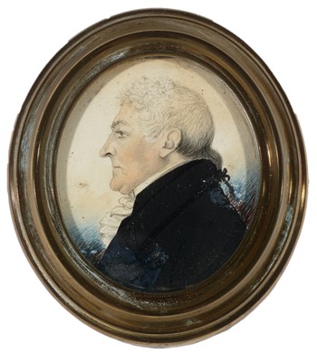Lot 678 - British School (circa 1800) - a miniature bust portrait of a gentleman in profile