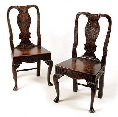 Lot 1011 - pair of early 19th century carved stained beech dining chairs in the Georgian style