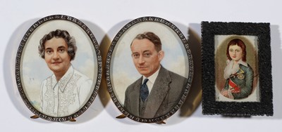 Lot 1223 - M* L* - miniature bust portraits of a man and a woman; and another