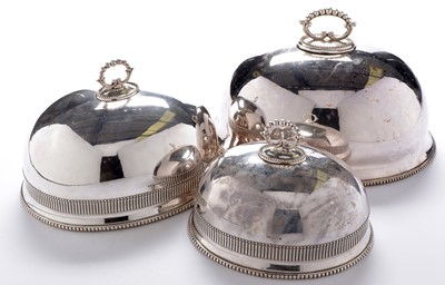 Lot 241 - Three silver plated meat domes